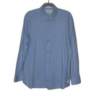 Ted Baker Endurance Mens Blue Button-Up Dress Shirt Size L 16 Stretch Office